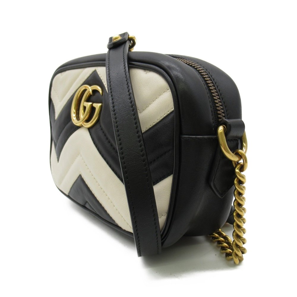 GUCCI Shoulder Bag Black White leather 448065 - Picture 3 of 9